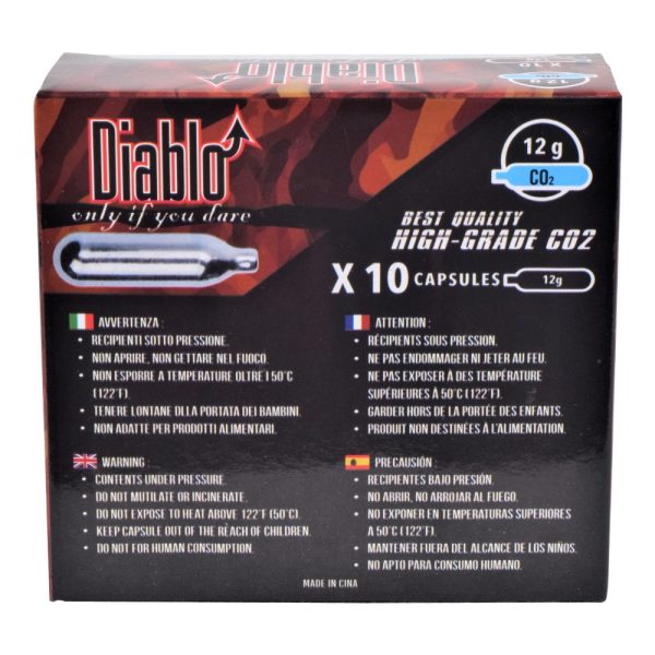 DIABLO BOMBOLETTE CO2 12g SET DA 10 PEZZI (C10DIABLO) DIABLO BOMBOLETTE CO2 12g SET DA 10 PEZZI (C10DIABLO)
