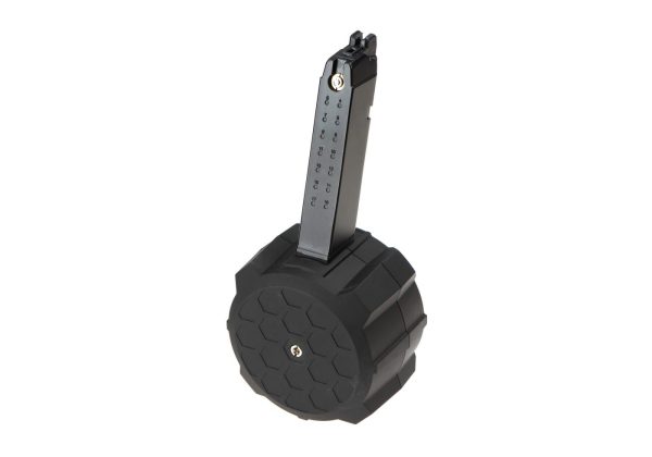 HFC Drum Mag G17 Models GBB 200rds Black HFC Drum Mag G17 Models GBB 200rds Black