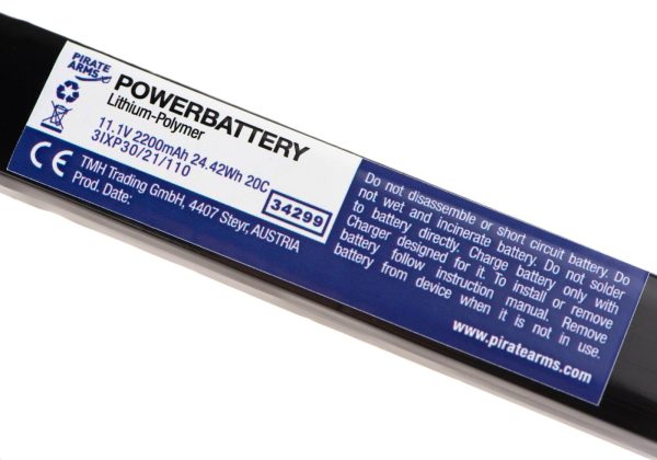 Pirate Arms LiPo 11.1V 2200mAh 20C Split Type Black
