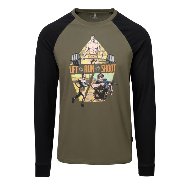 T-shirt Long sleeve (Lift, Run, Shoot) - Olive Green