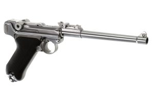 WE P08 8 Inch Full Metal GBB Silver