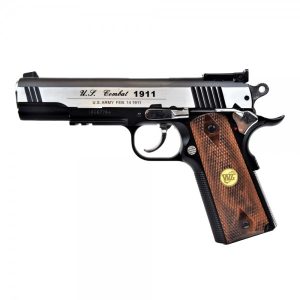 WIN GUN PISTOLA A CO2 SCARRELLANTE NERA/SILVER GUANCETTE LEGNO (C 601W) WIN GUN PISTOLA A CO2 SCARRELLANTE NERA/SILVER GUANCETTE LEGNO (C 601W)
