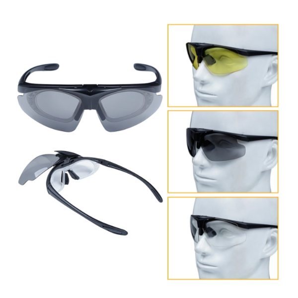 WOSPORT OCCHIALI CON 3 LENTI MONTATURA NERA (6055B)