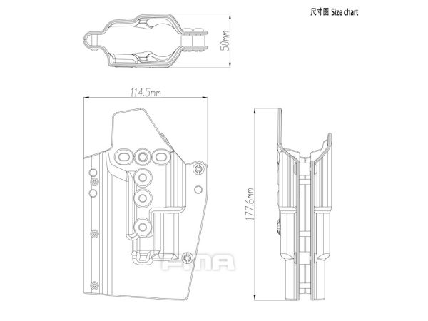 FMA fondina Kydex Holster glock (with Flashlight X300), Right Hand - MC