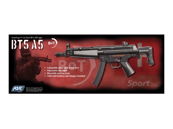 ASG B&T replica elettrica T5 A5 AEG Sportline SMG - nera Black