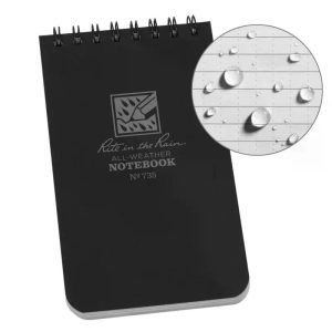 RITE Waterproof POCKET NOTEBOOK (76 × 133 mm) – nero Black