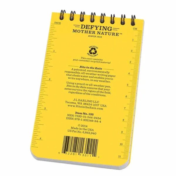 RITE Waterproof POCKET NOTEBOOK (76 × 133 mm) – GIALLO Yellow