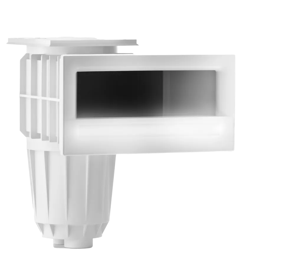 Skimmer LED luce fredda in ABS bianco per cemento con membrana in PVC e pannelli prefabbricati in metallo